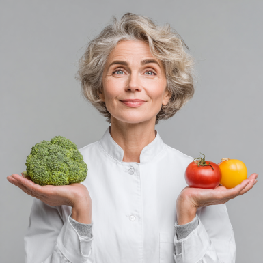 Senior consultându-se cu nutriționistul despre planul alimentar